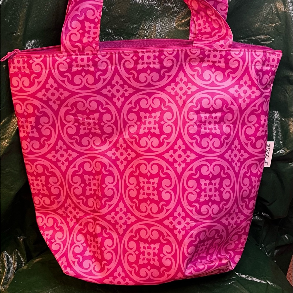 SACHI Vibrant Pink Patterned Tote